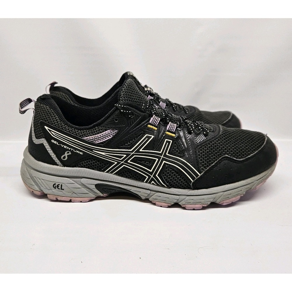 Asics Gel Venture 8 Womens Size 10 Wide ‎ Black Running Shoes Sneakers Lavender